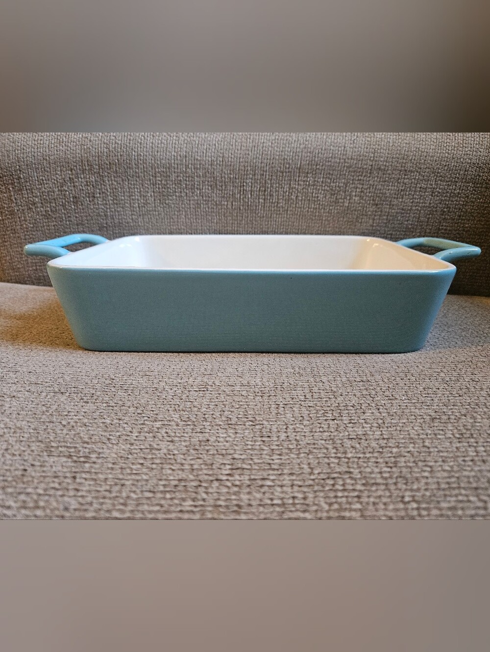 Crate & Barrel Blue Stoneware Casserole Dish Baking Pan With Handles
